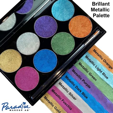 Mehron Paradise Makeup AQ Brilliant Metallic 8 Color Palette Magic