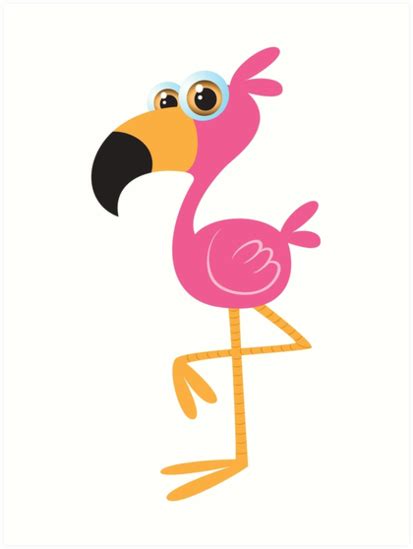 Pink Flamingo Bird Cartoon Art Prints By Abigailfullerto