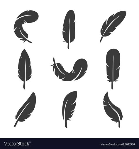Feathers Icon Set Image Royalty Free Vector Image