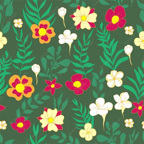 Premium Vector Seamless Pattern Flower And Leaves