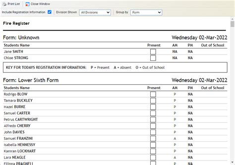 Print A Fire Register