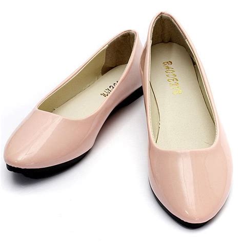 Candy Color Patent Leather Pointed Toe Slip On Flat Ballet Shoes