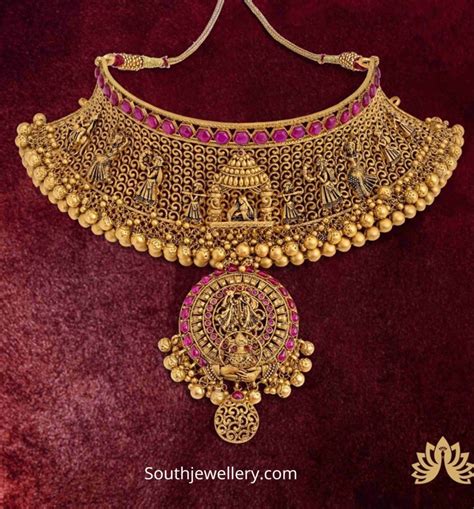 Wedding Theme Inspired Traditional Gold Choker Indian Jewellery Designs