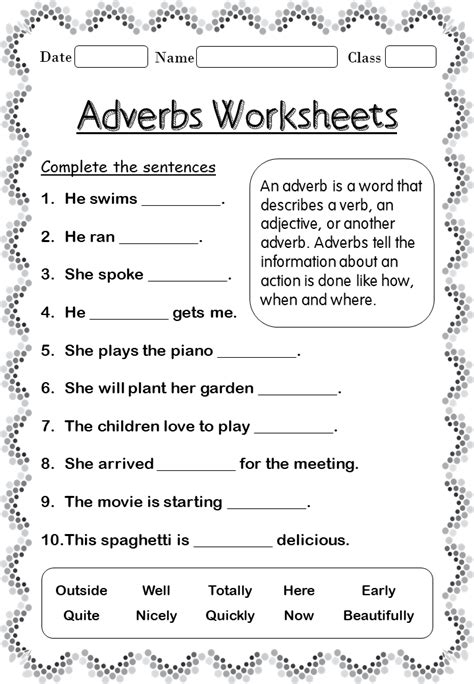 Free Printable Worksheets On Adjectives And Adverbs
