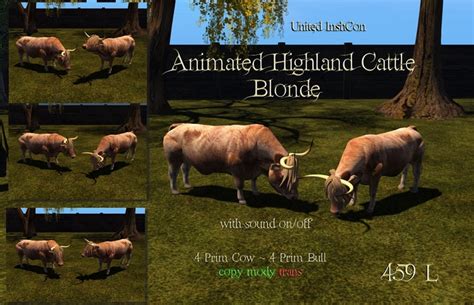 Second Life Marketplace Ui Animated Highland Cattle Blonde V