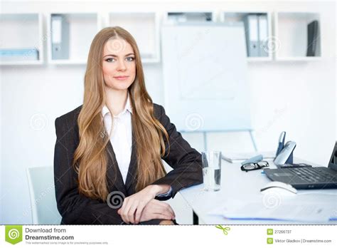 Large png 2400px small png 300px. Young Business Woman Sitting At Desk In Office Royalty ...