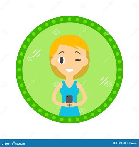 Hipster Style Woman Or Girl Take A Selfie In The Mirror Vector Stock Illustration