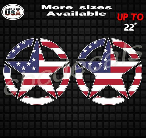 American Flag Star Decal Stickers Set Of 2star Decals For “jeep