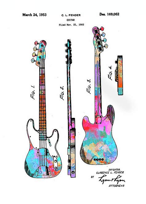 Bass Guitar Colorful Bass Guitar Artwork Digital Art By Gambrel Temple
