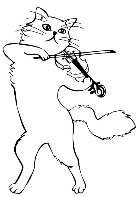 Free printable cat coloring pages for kids. Cat Playing Violin Coloring Page - Free Printable Coloring ...