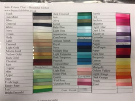 Satin Full Colour Chart