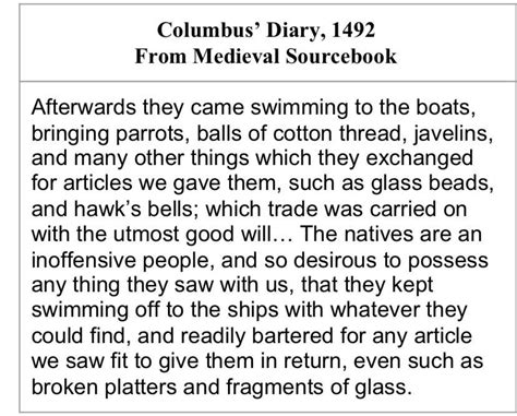 Based On The Excerpt From Columbus Diary What Was Columbus Motivation