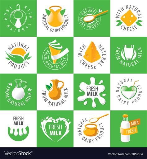 Large Set Of Logos Dairy Products Royalty Free Vector Image