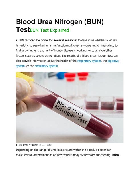 Blood Urea Nitrogen The Results Of A Blood Urea Nitrogen Test Can