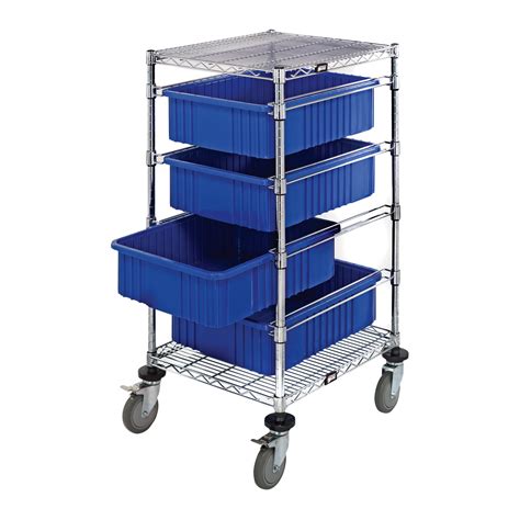 Quantum Storage Bin Cart With Dividable Grids — 24inl X 21inw X 45in