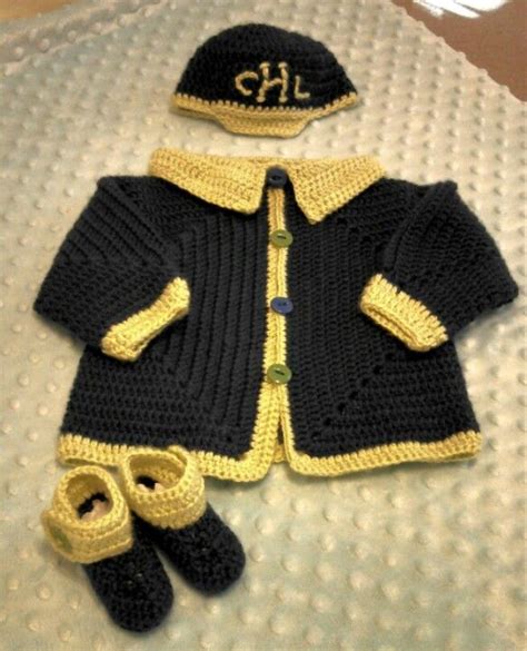 Crocheted Baby Boy Outfit That I Made For A Friend Using Patterns From