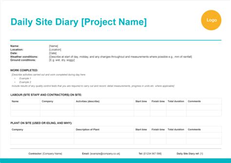 Daily Site Diary Template Download For Free Zervant