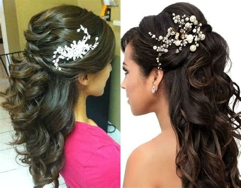 A vintage look like this one features medium or long hair with curls or waves gathered up off the neck and a head wrap with pearls or sequins to set it off. Tutorial: Half-up Half-down Party Hairstyle - Indian Beauty Tips