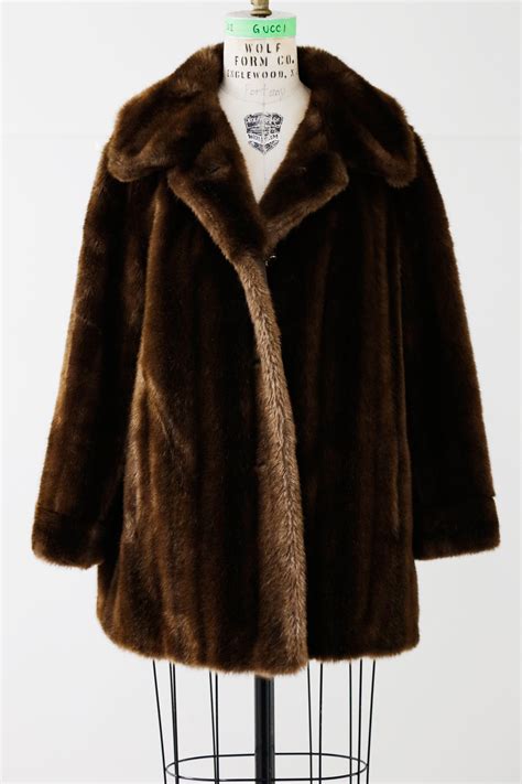 Grandella Dark Brown Fur Coat W62500891 Brown Fur Coat Fur Coat Coat
