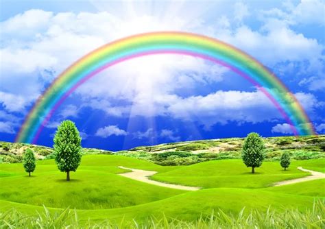 Rainbow In The Blue Sky — Stock Photo © Zhanna 6407262