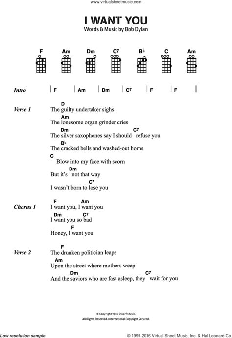I Want You Sheet Music For Voice Piano Or Guitar V2