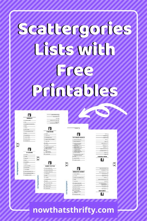 Scattergories Lists With Free Printables Scattergories Lists