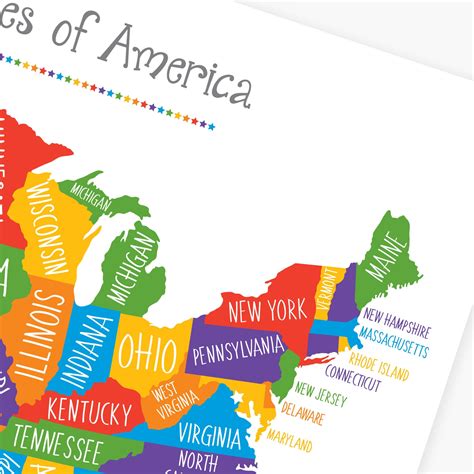 Large United States Map For Kids Printable Colorful Usa Map Etsy