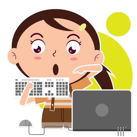 Girl Playing Computer Cartoon Cute 16587362 Png