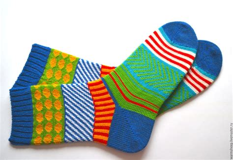 Яркие вязаные шерстяные носки в подарок мужские, женские ...