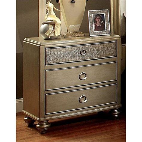 Furniture Of America Jenn 3 Drawer Nightstand In Gold Furniture Of