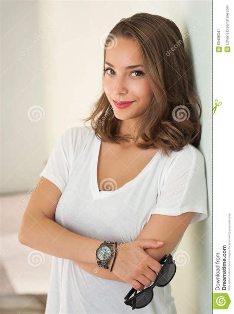 Tanned Brunette Beauty Stock Image Image Of Copy Looking 60408341