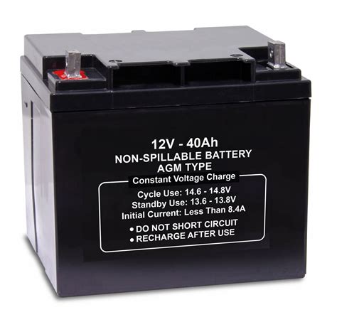 Grainger Approved 12v Dc Sealed Lead Acid Battery 40 Ah Tab With Bolt Hole 7 In Height 28