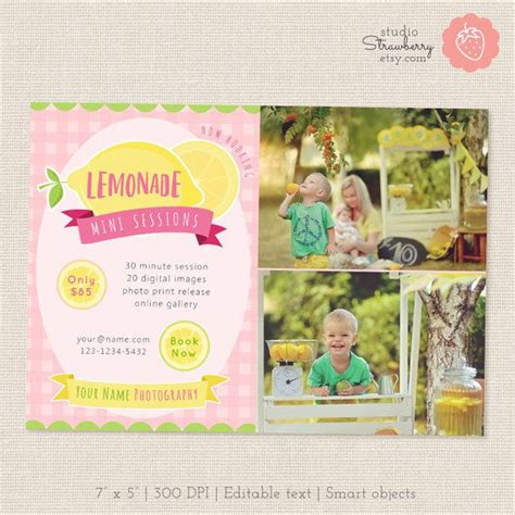 Summer Mini Session Template Lemonade Stand By Studiostrawberry In 2019