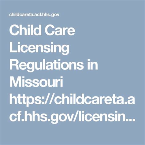 Child Care Licensing Regulations In Missouri Childcaretaacf