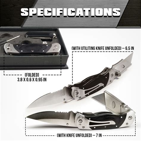 Premium Utility Knife Folding Pocket Knife Combo Box Cutter Heavy D