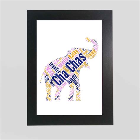 Personalised Elephant Word Art Print Word Art Prints Word Art App