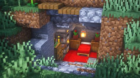 Minecraft How To Build A Cave Starter House Simple Underground