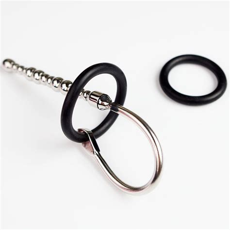 male stainless steel urethral sounding stretching stimulate bead penis plug cock ring bdsm