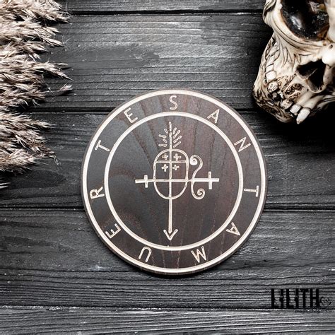 Пентакль Сигил Santa Muerte из ясеня диаметр 6 дюймов Магазин Магии Lilith