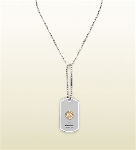 Gucci Dog Tag Necklace With Gold Diamond Pendant Engraving Diamond