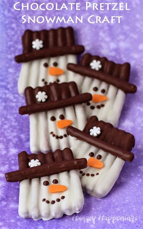 Chocolate Pretzel Snowman Craft Fun Winter Treat