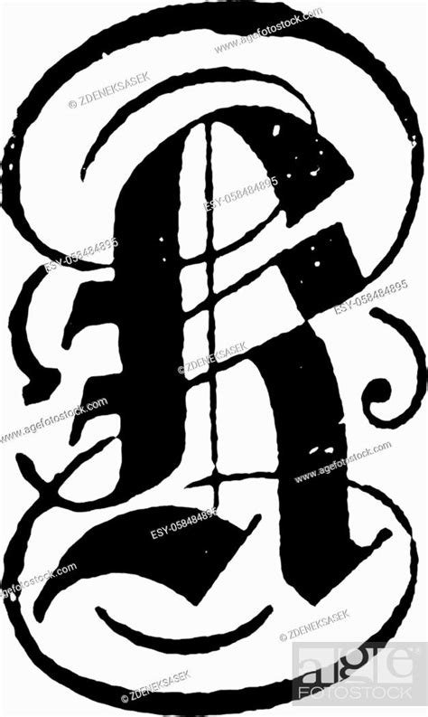 Decorative Capital Letter K Vintage Engraving Or Line Drawing
