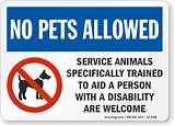 Images of Service Animals Welcome Sign