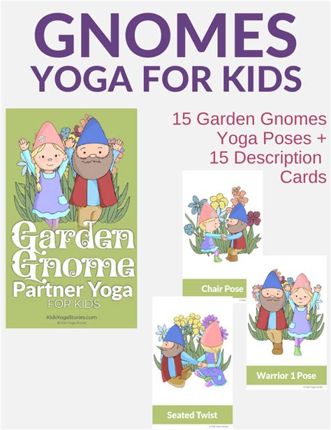 The yoga kids featured in the illustrations are multicultural and from a variety of countries. Garden Gnome Partner Yoga Cards for Kids - Kids Yoga Stories