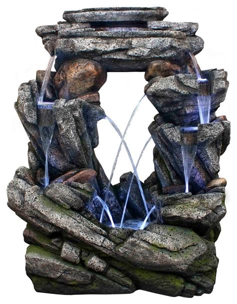 Alpine Open Rock Fountain With Led Light 52 Tall Rustic Outdoor