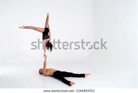 Duo Acrobats Showing Hand Hand Trick Stock Photo Shutterstock