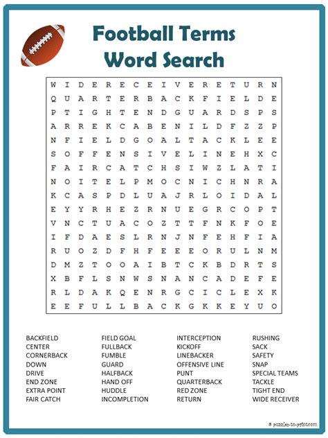 Free Printable Football Word Search Football Word Search Superbowl