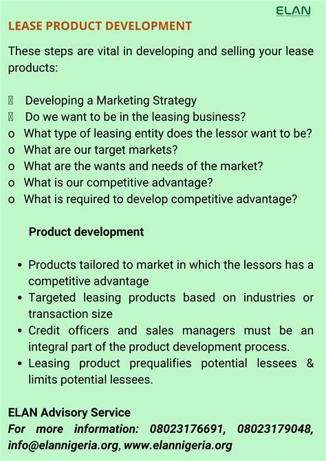 Lease Product Development Elan