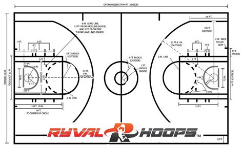 Basketball Court Dimensions Adjustable Goals Ryval Hoops