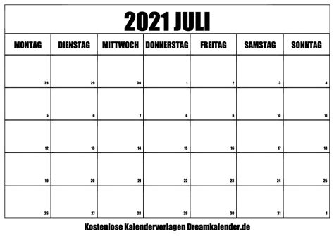 Kalender 2021 juni juli zum ausdrucken. Kalender Juli 2021